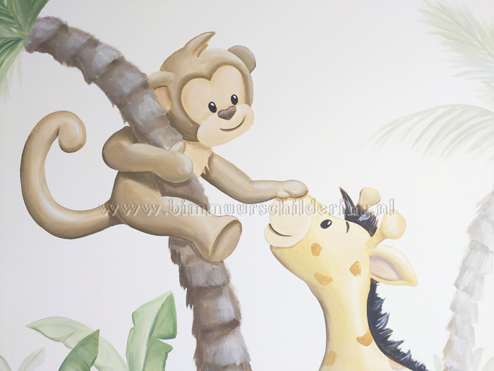 babykamer dieren aapje giraf