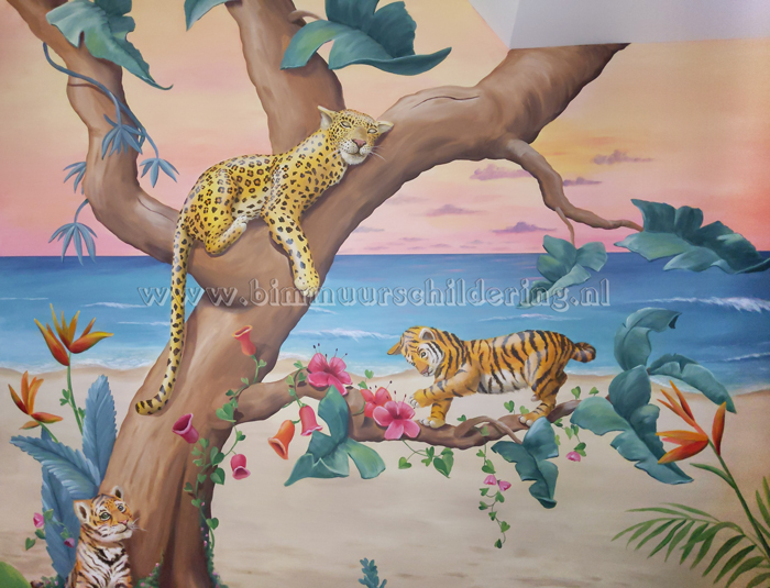 jungle strand muurschildering