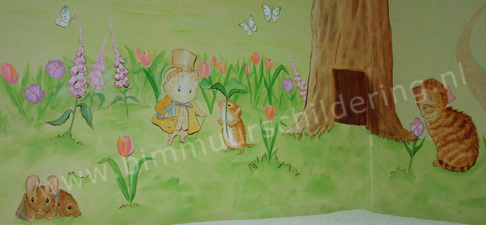 Peter Rabbit - Beatrix Potter babykamer muurschildering
