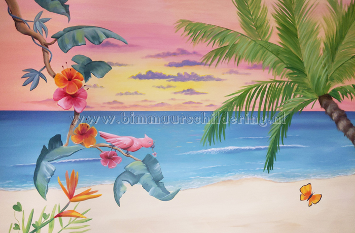 tropisch strand muurschildering
